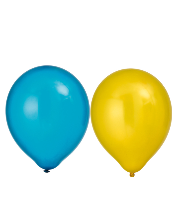 8-pack ballonger blå- & gul metallic