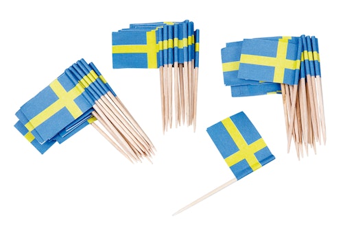 Coctailflaggor svenska flaggan, 50st