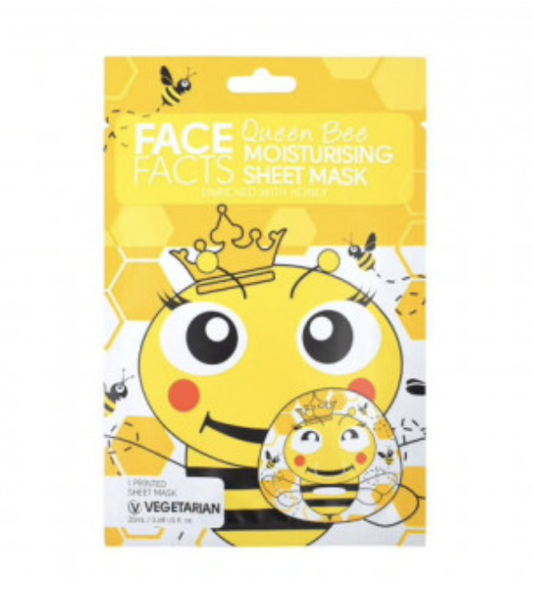 Face Facts Queen Bee Moisturising Printed Sheet Face Mask 20ml