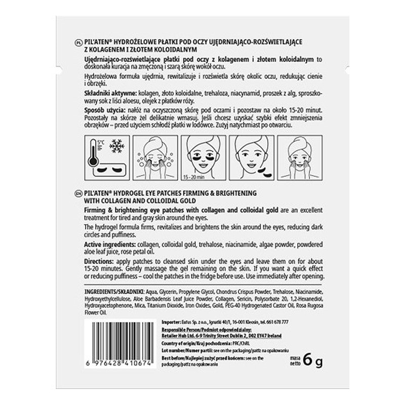 Guldplåster Hydrogel Eye Pads med Kollagen & Koloidalt Guld (15 par)