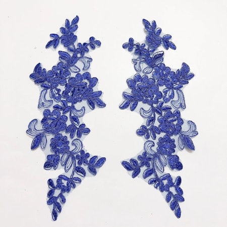 Spegelvänt par. Applikation på mesh. ROYAL BLUE