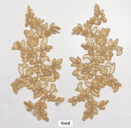 Spegelvänt par. Applikation på mesh. GOLD
