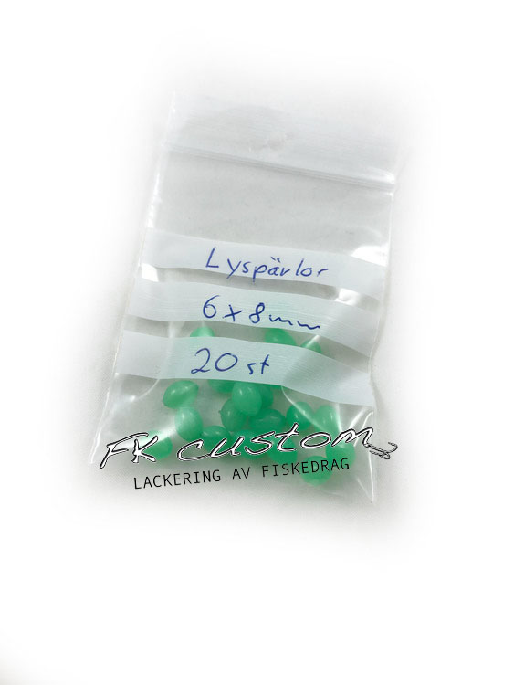 Pärlor gröna självlysande 6x8mm -20 pack