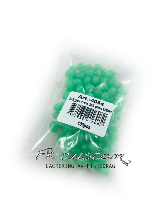 Pärlor gröna självlysande 6x8mm -100 pack