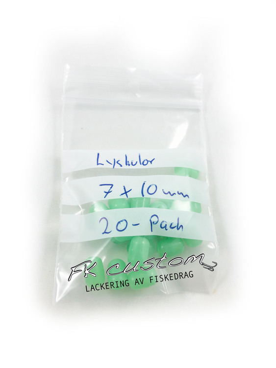 Pärlor gröna självlysande 7x10mm -20 pack