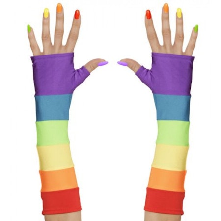 Pride Multifärgade fingerlösa handskar Maskerad