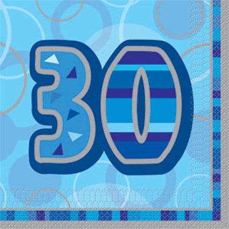 Blå 30 års servetter 16-pack