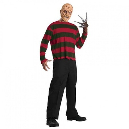Freddy Krueger Tshirt och ansiktsmask Maskeraddräkt Halloween