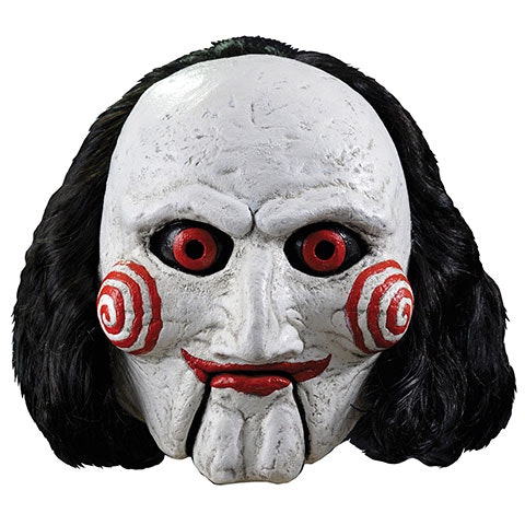 SAW ansiktsmask med hår Billy the Puppet Halloween Maskerad - Maskeradjätten