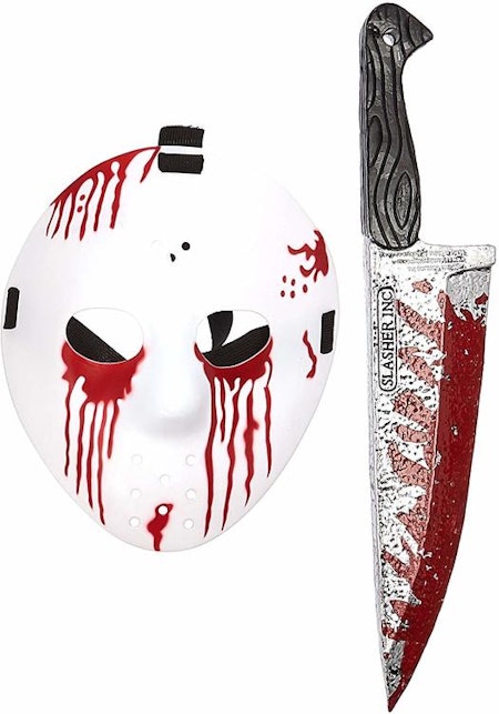 Jason ansiktsmask och kniv Fredag den 13:e Halloween Maskerad
