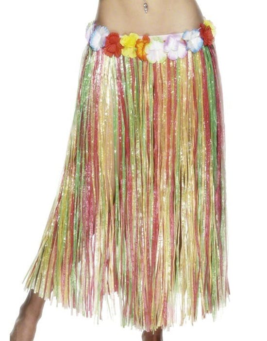 Hawaiikjol lång med Blomsterkrans runt midjan Maskeradkläder