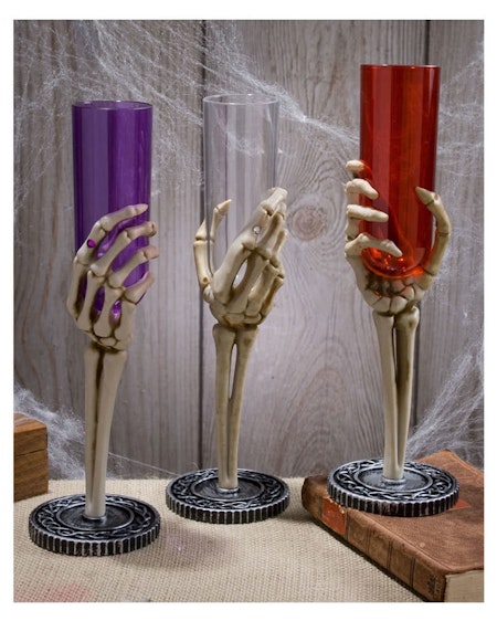 Champagneglas med skelett 3 olika färger
