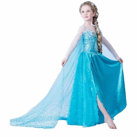 Elsa prinsess klänning med släp