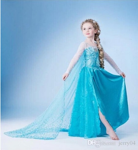 Elsa prinsess klänning med släp
