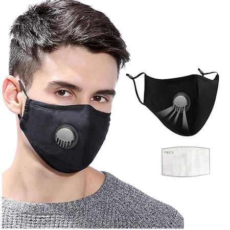 Tvättbart Ansiktsmask med ventil Justerbara öronslingor och näsklämma 10-pack