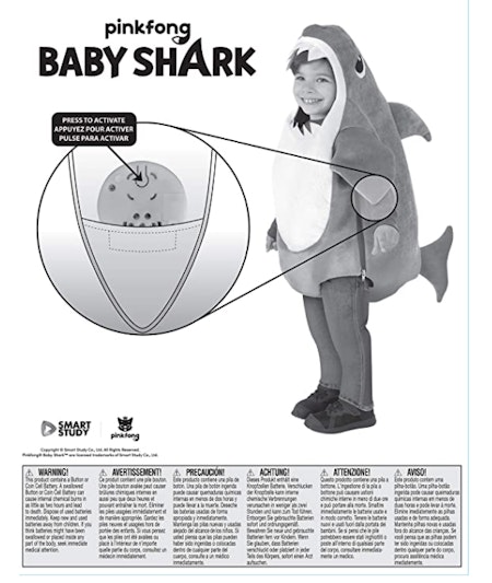Baby Shark Gul Maskeraddräkt Barn
