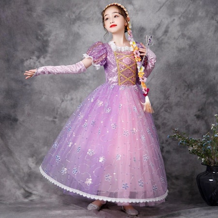 Prinsessklänning Rapunzel Frost Elsa Anna Maskeraddräkt