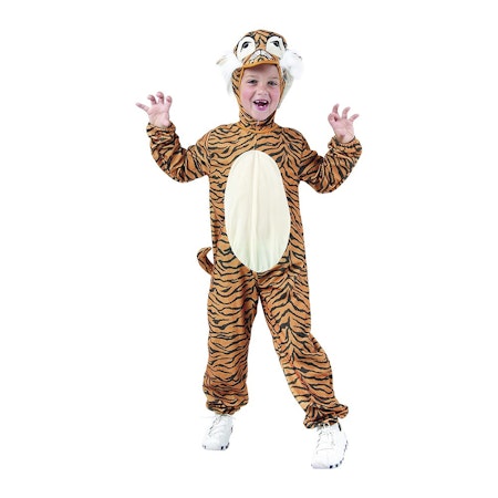 Tiger Jumpsuit med Huvud och Svans Maskeraddräkt Barn