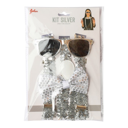 Silver Maskeradkit med Paljetter 3-pack