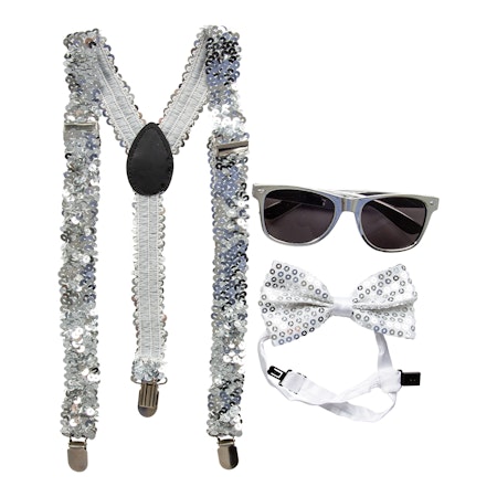Silver Maskeradkit med Paljetter 3-pack
