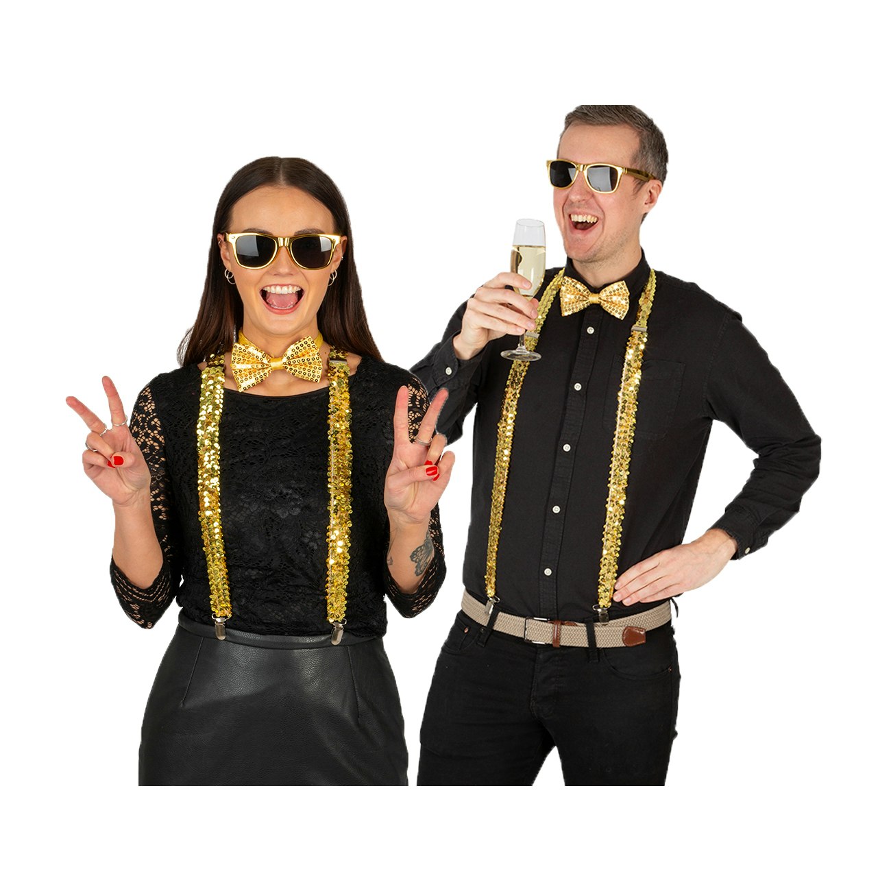 Guld Maskeradkit med Paljetter 3-pack