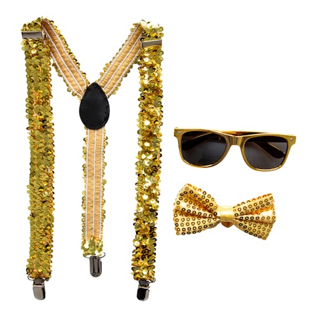 Guld Maskeradkit med Paljetter 3-pack