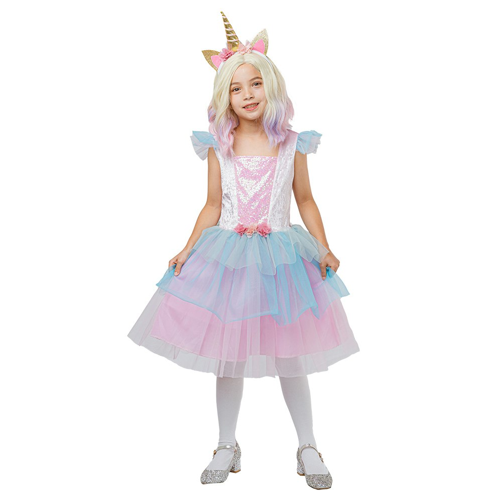 Enhörning Prinsessklänning Unicorn och Diadem med horn