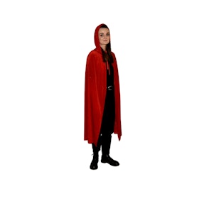 Röd Cape med Huva Sammet
