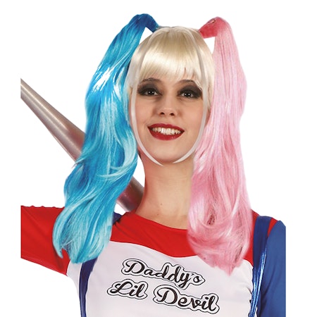 Bad Girl Harley Quinn Peruk med Lugg