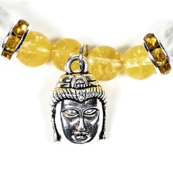 Citrin, Bergkristall (Buddha) 6mm pärlor Armband