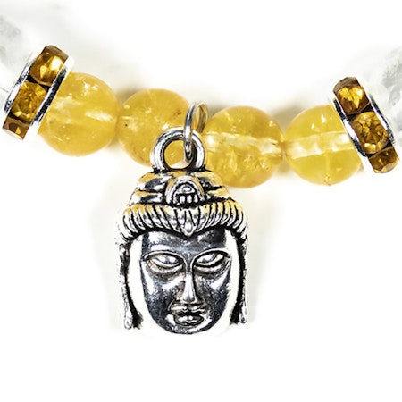 Citrin, Bergkristall (Buddha) 6mm pärlor Armband