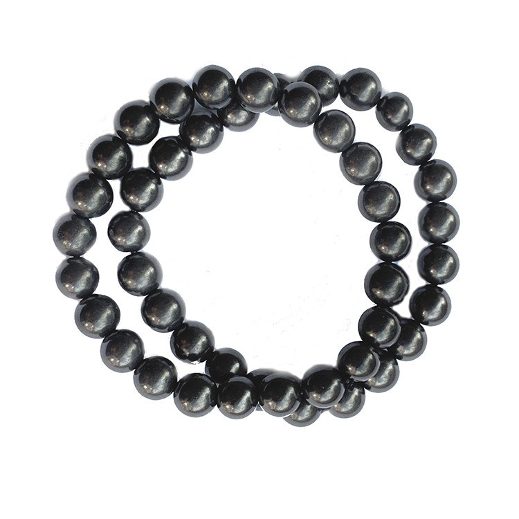 Shungit 8mm pärlor Armband 'Normal Handled'