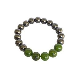 Shungit, Grön Jade 10mm pärlor Armband
