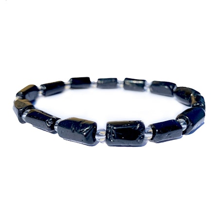 Turmalin Svart (polygon) 10-14mm pärlor Armband (Större handled)