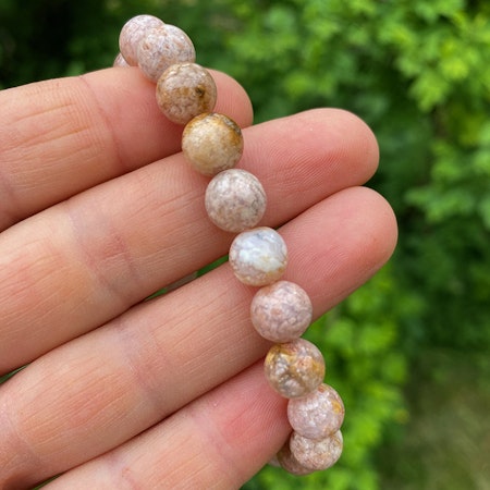 Agat Blomster 8mm pärlor Armband