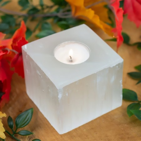 Selenit värmeljushållare 8x8cm (Kub)