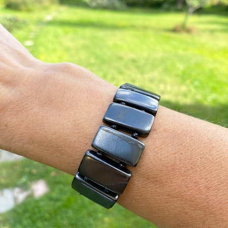 Shungit Rektangulära pärlor Armband 'Normal Handled'