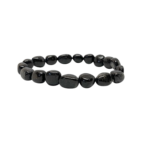 Turmalin Svart 10 - 15mm pärlor Armband (Större Handled)