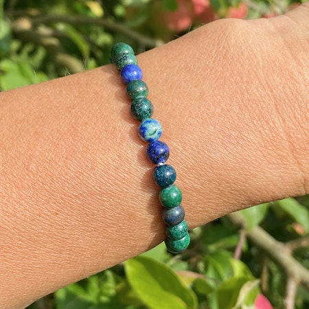 Krysokolla 6mm pärlor Armband