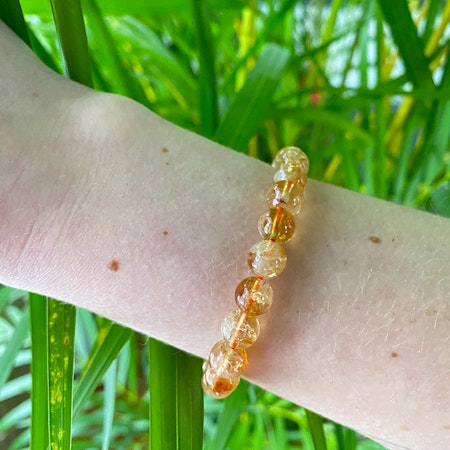 Citrin 8mm pärlor Armband