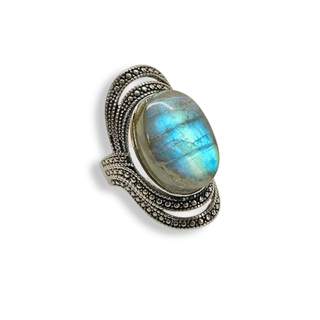 Labradorit Ring (Legerad Koppar ställbar)