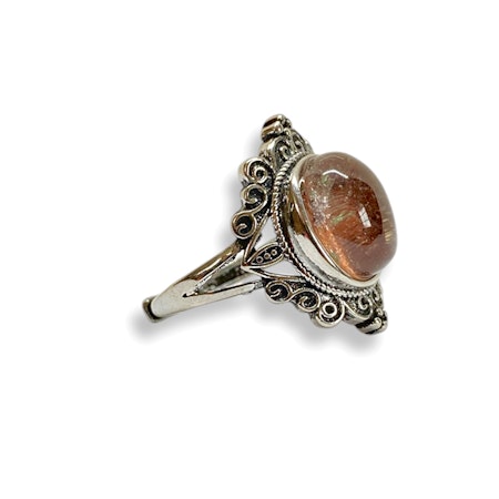 Lodolit "Trädgårdskvarts" Ring (Legerad Koppar ställbar)