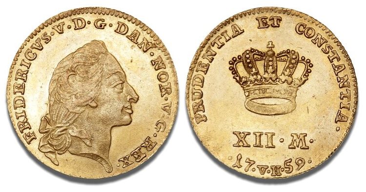 Danmark, Frederik V, Guld, Kurantdukat 1759 - OCIRKULERAT TOPPEXEMPLAR