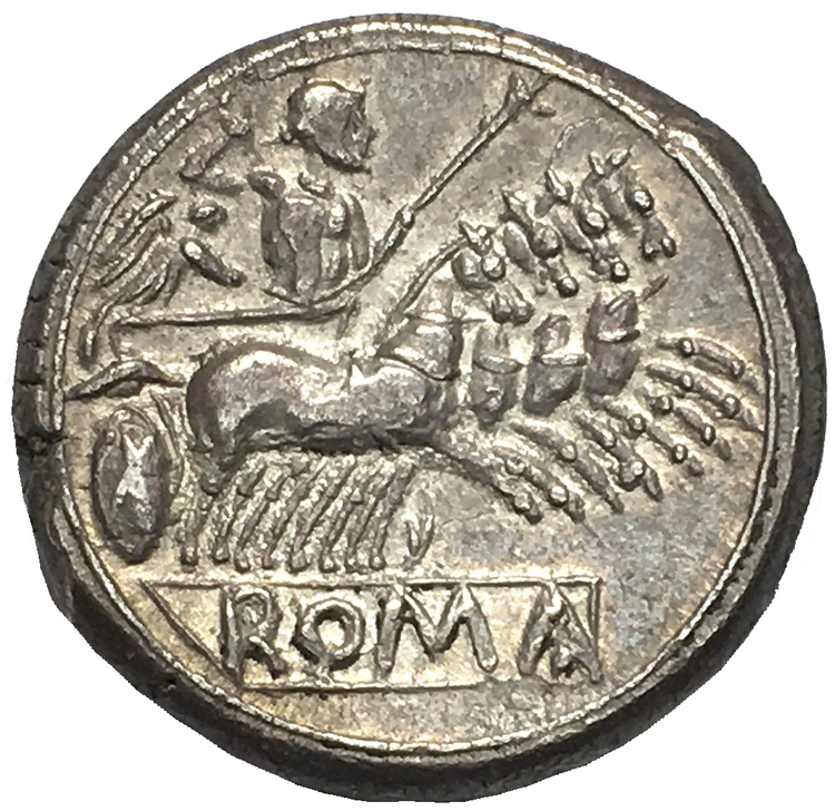 Romerska Republiken - Didrachm i silver ca 225-214 f.Kr med Janushuvud i LÄCKER KVALITET
