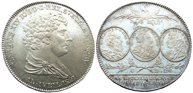 Sverige, Karl XIV Johan 1818-1844,  Jubileumsriksdaler 1821  - DRÖMEXEMPLAR