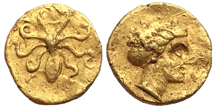 Antika Grekland, Sicilien, Syrakusa, Agathocles 317/316-289 f.Kr - 5 Litrai - GULD - MYCKET SÄLLSYNT - XR