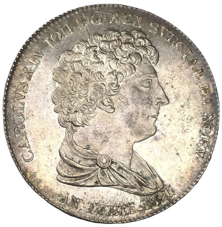 Sverige, Karl XIV Johan 1818-1844, Silver - Jubileumsriksdaler 1821 OCIRKULERAT EXEMPLAR