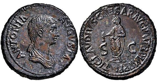 Romerska Riket, Antonia, Dupondius (mor till Claudius) - FANTASTISK KVALITET