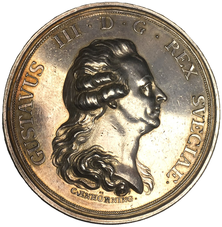 Sverige, Gustav III 1771-1792, Silvermedalj med anledning av att borgerskapets priviliegier stadfästs 1789 av C. Enhörning