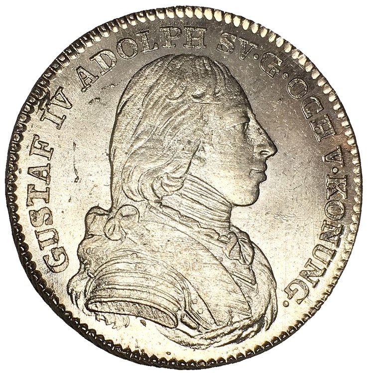 Sverige, Gustav IV Adolf 1792-1809, 1/6 Riksdaler 1809 - VACKERT SILVEREXEMPLAR